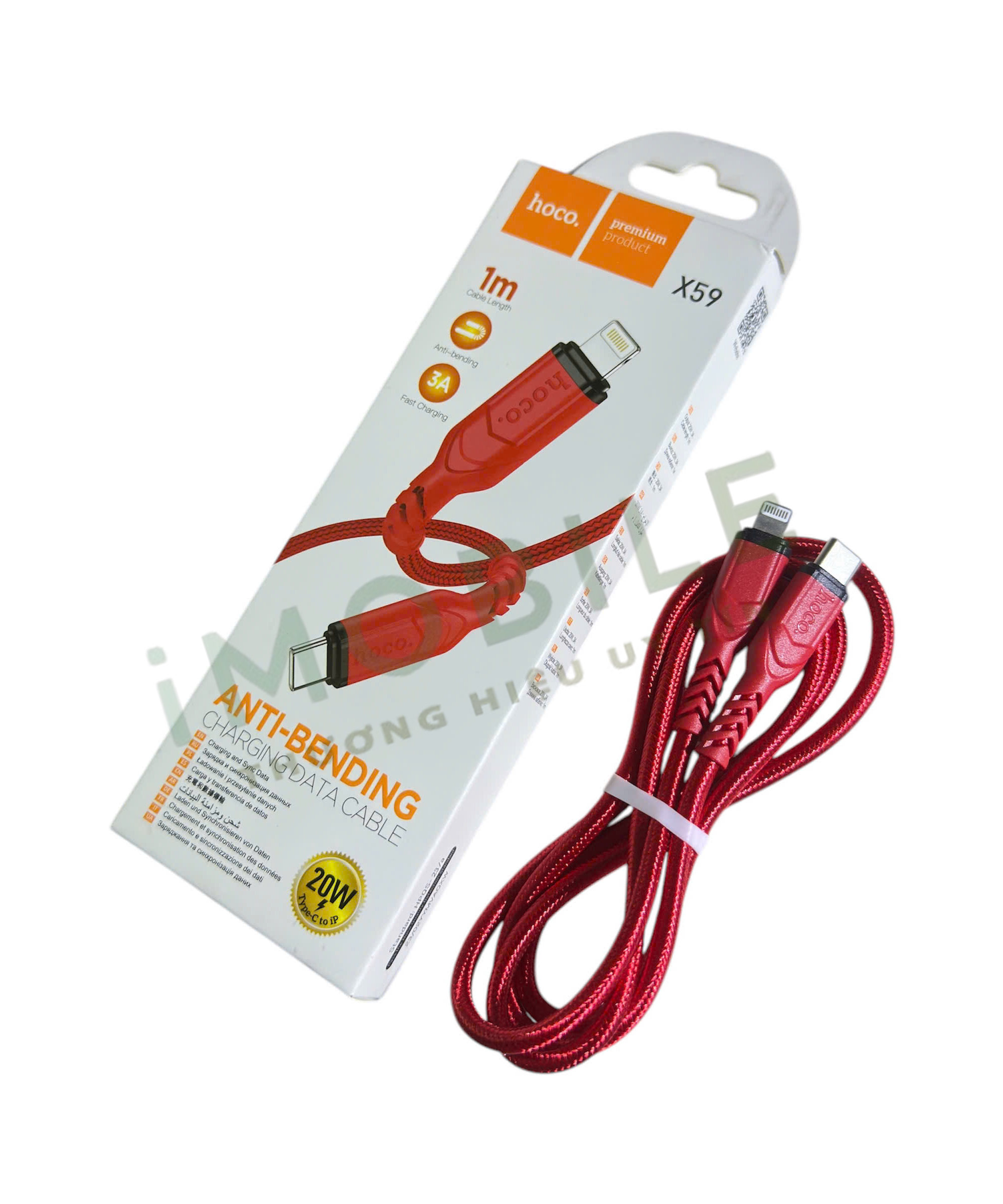 Cáp Sạc Hoco X59 Type-C to Lightning 20W dài 1M màu đỏ Cáp Sạc Hoco X59 Type-C to Lightning 20W dài 1M màu đỏ